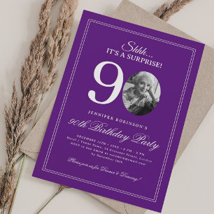 Purple Surprise 90th Birthday Party Invitation