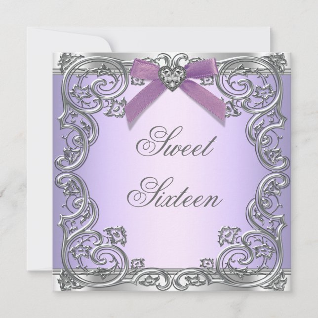 Purple Sweet 16 Birthday Party Invitation (Front)