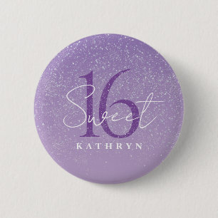 Purple Sweet 16 Custom Name  2 Inch Round Button