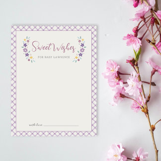 Purple Sweet Floral Wishes For Baby Shower Card