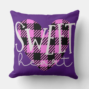 :Purple Sweet Heart Pillow/Reversible LOVE Throw Pillow