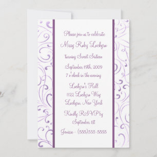 Purple Sweet Sixteen Invitation