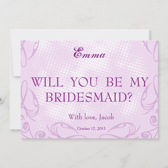 Purple Swiler Will You Be My Bridesmaid Invitation (Front)