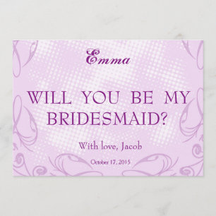 Purple Swiler Will You Be My Bridesmaid Invitation
