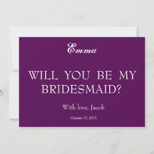 Purple Swiler Will You Be My Bridesmaid Invitation