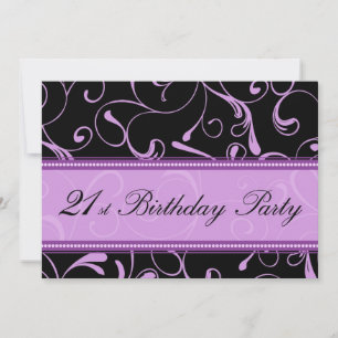 Purple Swirl 21e anniversaire Cartes d'invitation
