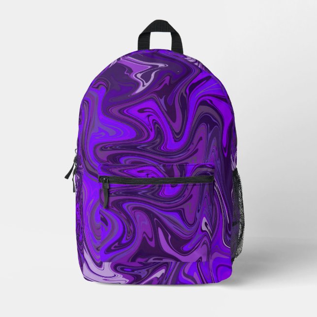 Purple Swirl Art Printed Backpack (Front)