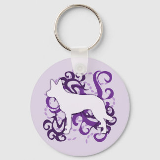 Purple Swirl Australian Kelpie Keychain