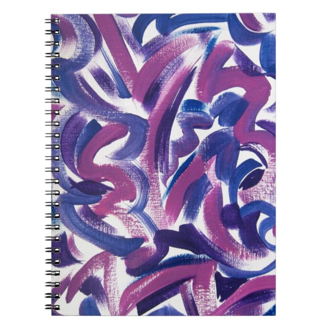 Purple Swirl-Hand Painted Abstract Brushstrokes Notebook (Front)