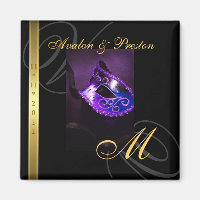Purple Swirl Masquerade Mask Save The Date Magnet
