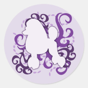 Purple Swirl Poodle Classic Round Sticker