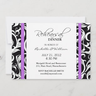 Purple Swirl Rehearsal Dinner Card