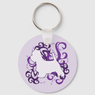 Purple Swirl Westie Keychain