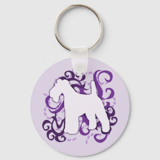Purple Swirl Wire Fox Terrier Keychain