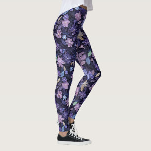 Purple Swirled Florals  Leggings
