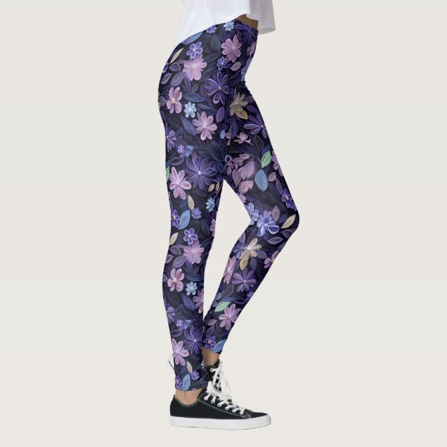 Purple Swirled Florals  Leggings (Right)