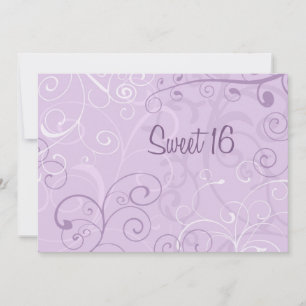Purple Swirls 16th Birthday Party Invitation Cards