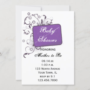Purple Swirls Baby Shower Invitation