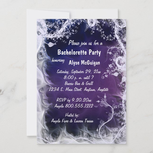 Purple Swirls Bachelorette Party Invitation (Front)
