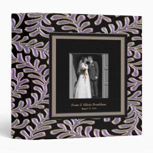 Purple Swirls Black Photo Frame Wedding Albums Binder