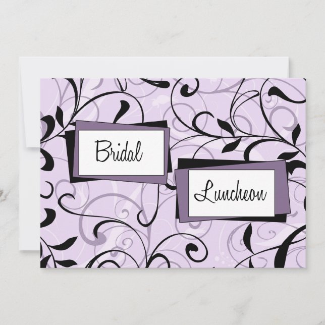 Purple Swirls Bridal Luncheon Invitation Cards (Front)