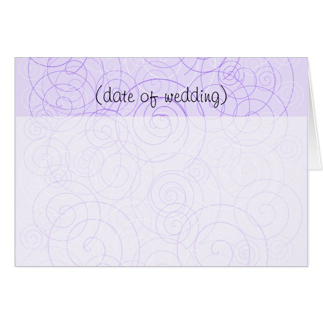 Purple Swirls Folded Guest Place Card (Front Horizontal)