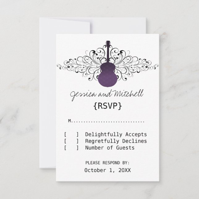 Purple Swirls Guitar Response Card (Front)