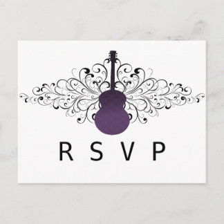 Purple Swirls Guitar RSVP Postcard