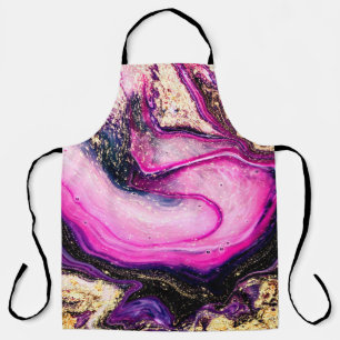 Purple swirls marble with glitter gold apron