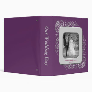 Purple Swirls Photo Frame Wedding Album Binder