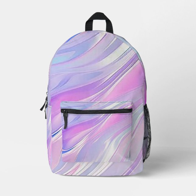 Purple Swirls Printed Backpack (Front)
