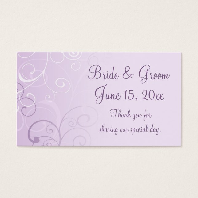 Purple Swirls Wedding Favour Tags (Front)