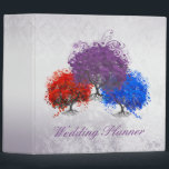 Purple Swirly Romantic Heart Leaf Tree Wedding Binder<br><div class="desc">Silver and Purple Swirly Romantic Heart Leaf Tree Weddings</div>