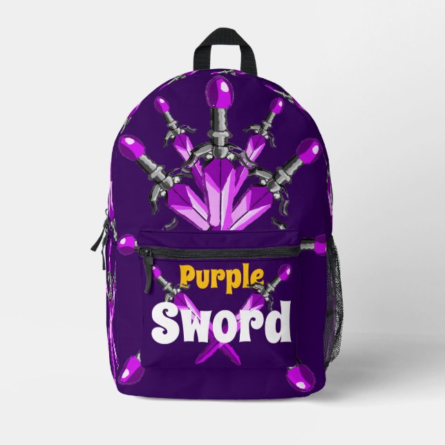  Purple Sword Kids Backpack  (Front)