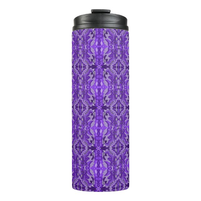 Purple Symmetrical Diamond Shaped Pattern Thermal Tumbler (Front)