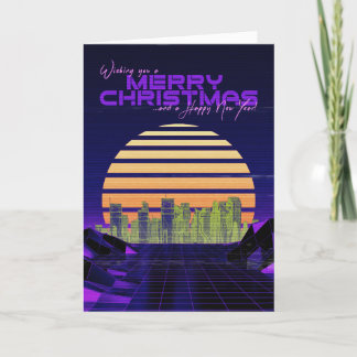 Purple Synthwave Christmas Card