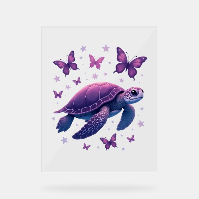 Purple - T-shirt papillon de tortue de mer (Recto)
