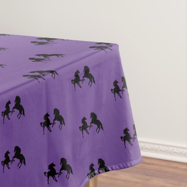 Purple Tablecloth with Horses - Choose Colour (In Situ)