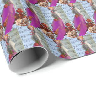 Purple Tail Vintage Mermaid Collage Wrapping Paper