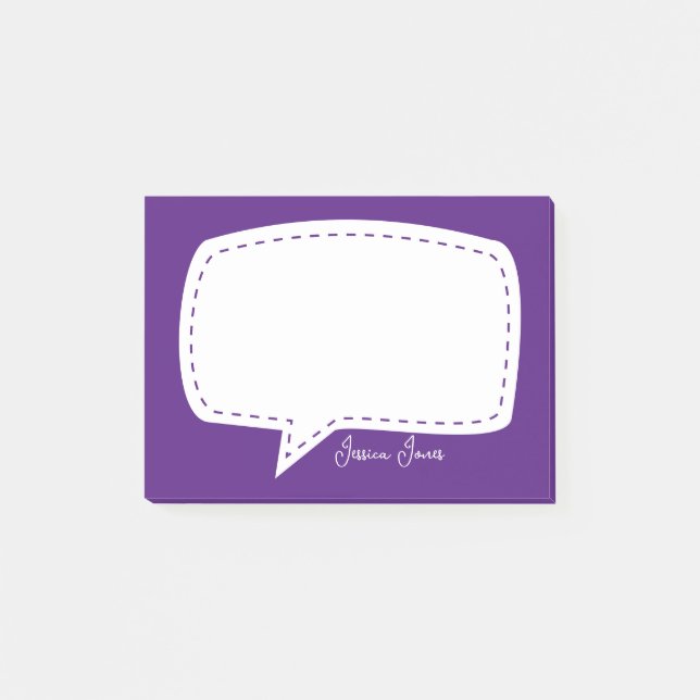 purple Talk Bubble Personalized Name speech bubble Post-it Notes (Front)