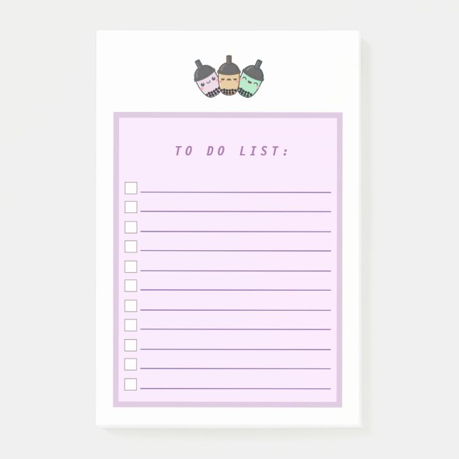 Purple Taro Bubble Tea Boba To Do List Post-it Notes (Front)