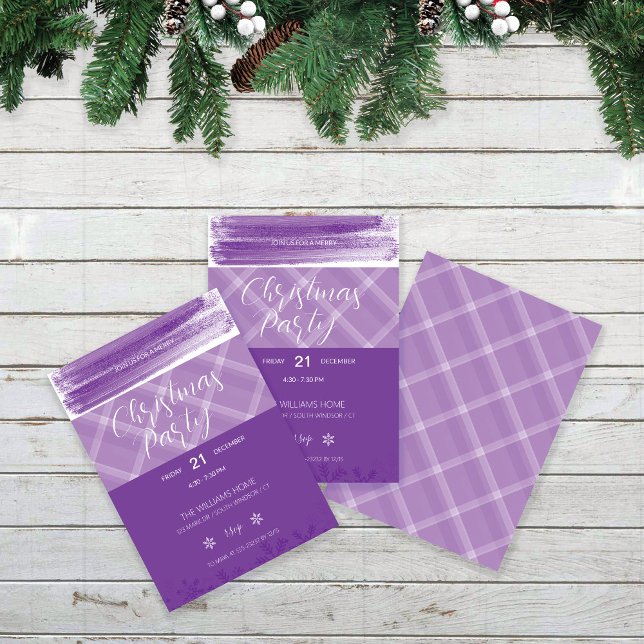 Purple Tartan Christmas Party Invitation (Creator Uploaded)
