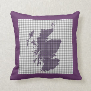 Purple Tartan Map of Scotland Cushion