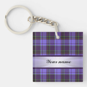 Purple Tartan With Ribbon Keychain