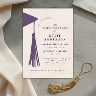 Purple Tassel High School Graduation Party Invitation