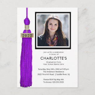 Purple Tassel Photo Graduation Invitation 