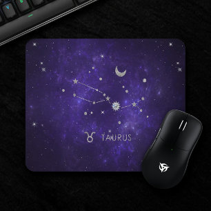 Purple Taurus Zodiac   Cosmic Astrology Horoscope Mouse Pad