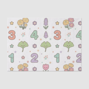 Purple Teacher School Numbers Pattern  Tissue Paper