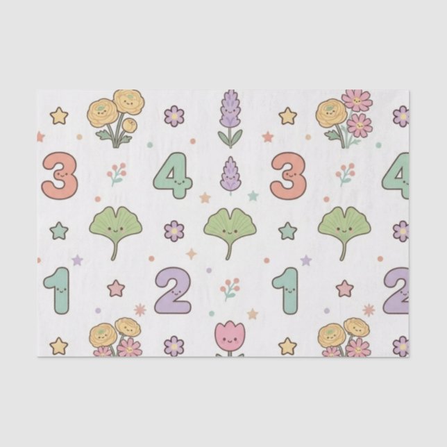 Purple Teacher School Numbers Pattern  Tissue Paper (Front)