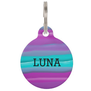 Purple Teal Abstract Pet Tag